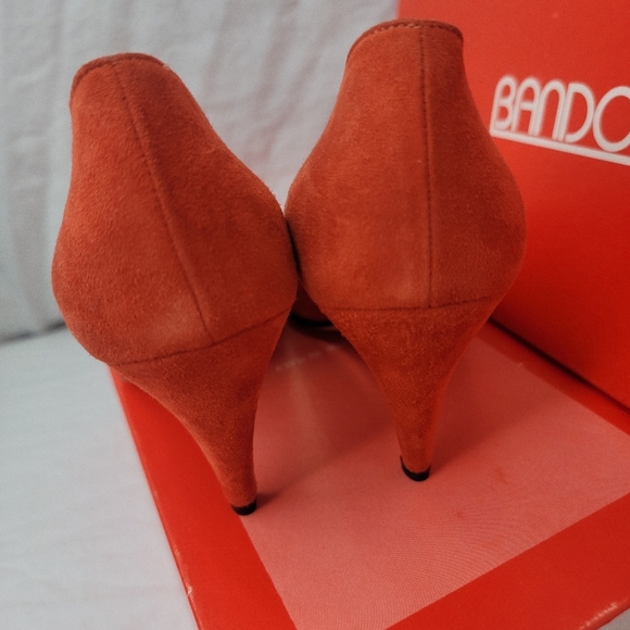 VNTG 80s Pancaldi Red Suede Kitty Heel Pumps size 6.5 - Picture 3 of 6
